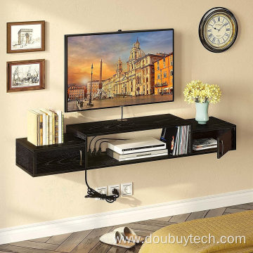 Wall-Mounted TV Shelf with Power Outlet with Storage